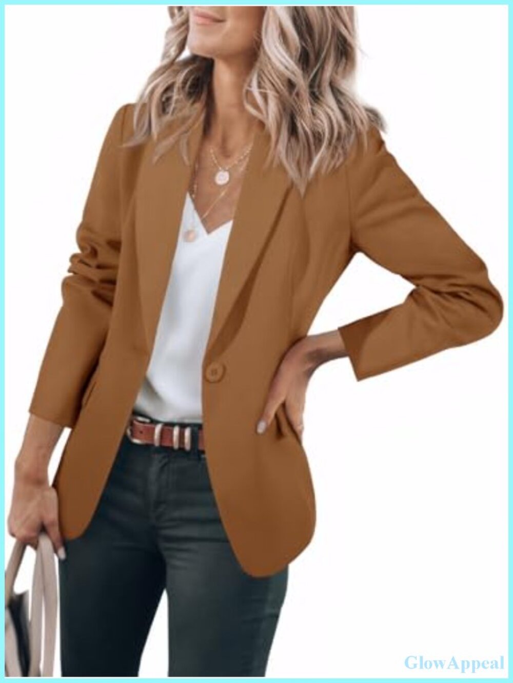 Women's Slim Fit Long Sleeve One Button Work Office Blazer Suit Jacket